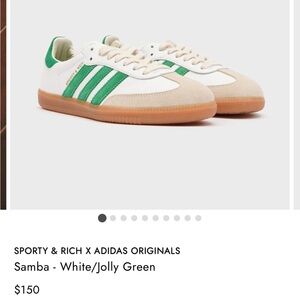 adidas White and Green Samba Low-Top Sneakers - sporty and rich
